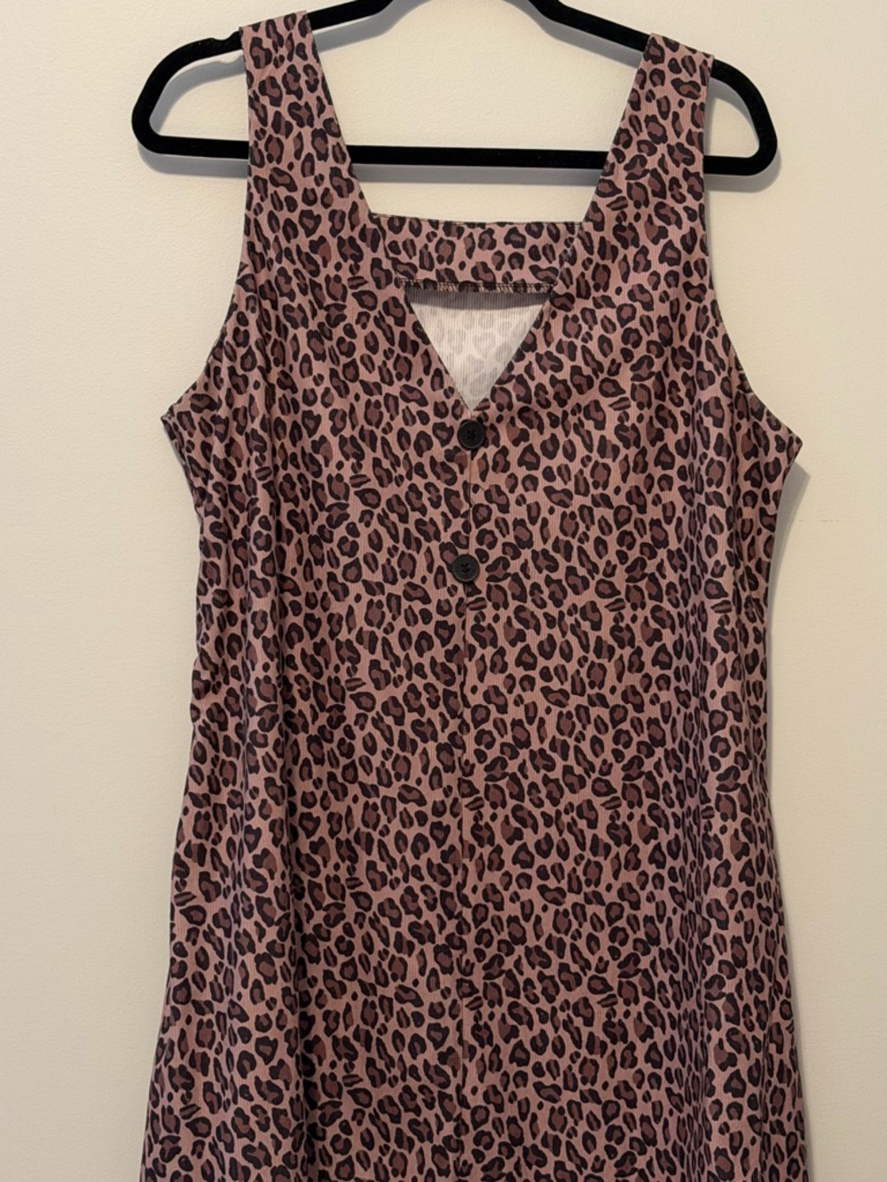 Sleeveless Pink Leopard Print Button Front Women's Top